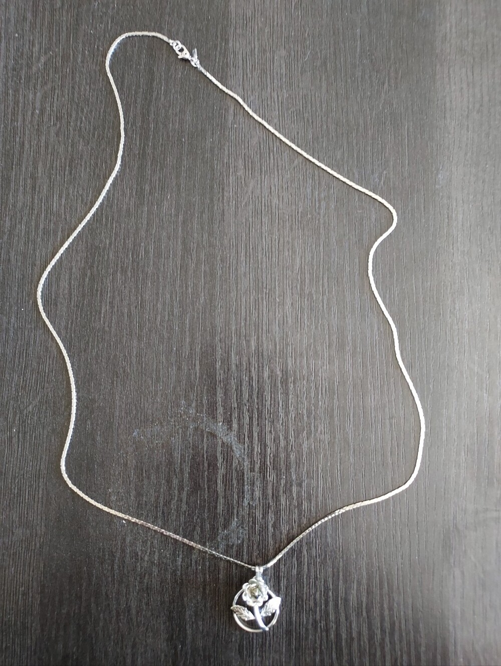 Sterling Silver Floral Drop Necklace in Silver